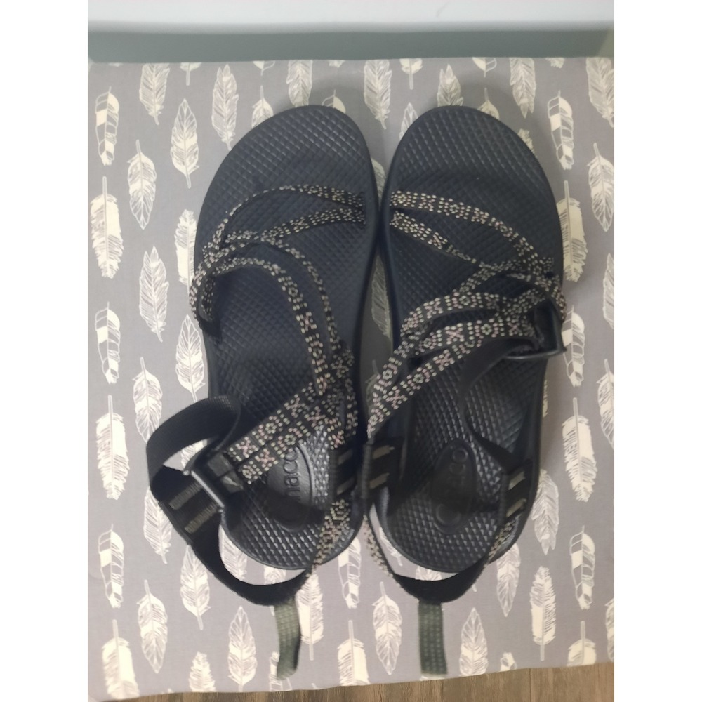 Chaco Kids Z1 Ecotread Sandals Black Grey Patterned Strappy Outdoor Shoes Size 5